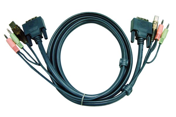 Aten 2L-7D03U cordon KVM DVI/USB/Audio - 3M