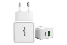 CHARGEUR SECTEUR 2 PORTS USB QC + TYPE C PD BLANC